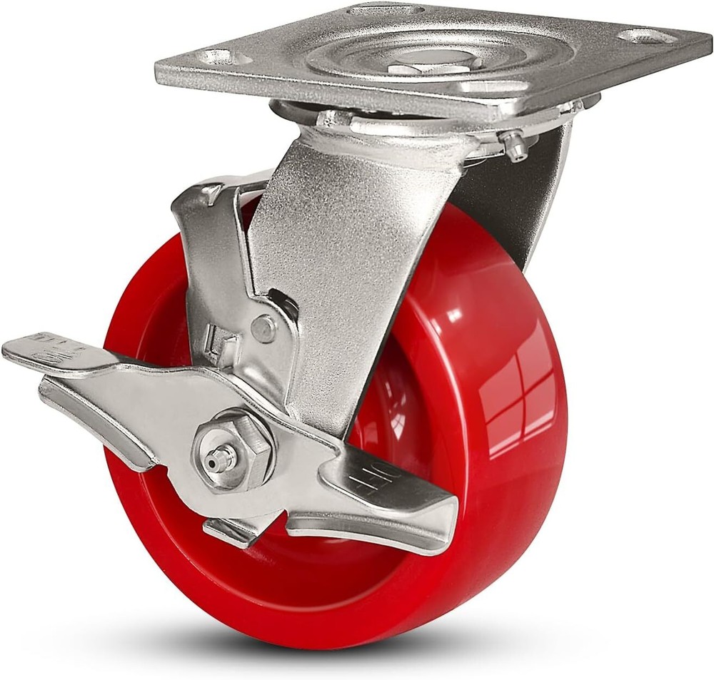 5"x2" Solid Polyurethane Stainless Steel Caster， Load Capacity 1000 lbs-4000 lbs