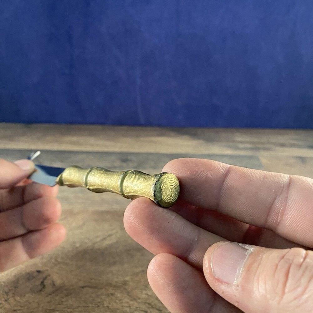 Bread Cocktail Knife Solid Brass Bamboo Shaped Handle