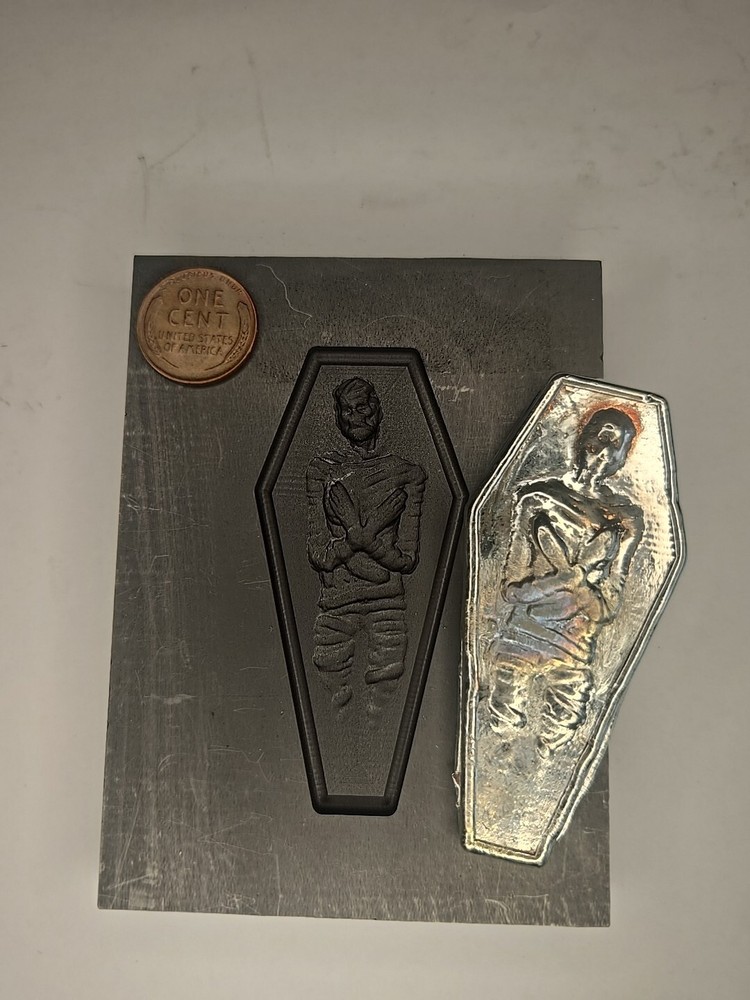 Mummy In Coffin 3D Graphite Ingot Mold for Gold Silver Copper Casting Refining