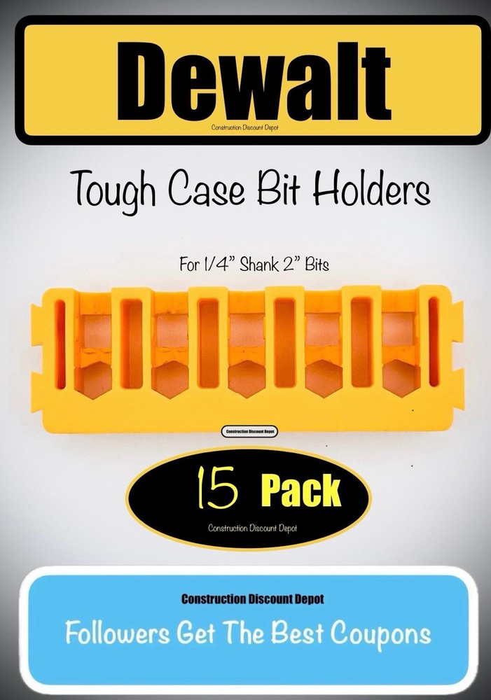 15 Pack Dewalt Tough Case Yellow Bit Holder 2" bits 2-in.