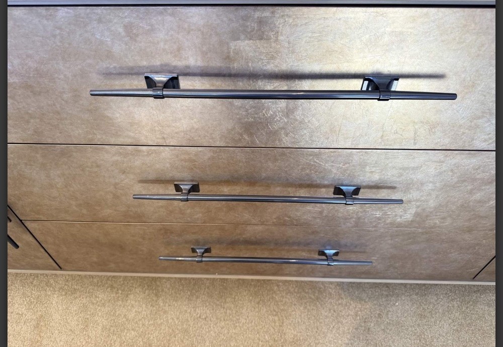 New Caracole Foiled Again Buffet with Amber Silverleaf Doors &Deep Bronze Frame