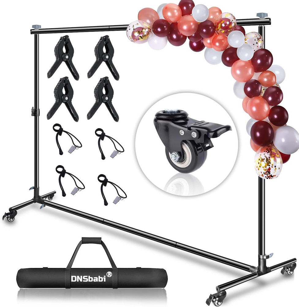 Versatile Heavy Duty Backdrop Stand with Wheels, 10 * 7Ft Adjustable Photo Backg