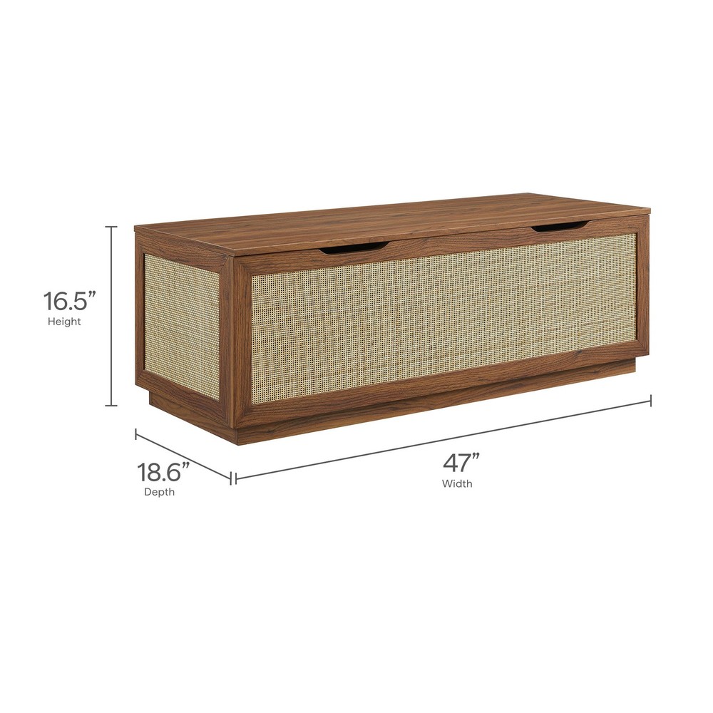 Soma Rattan Storage Bench in Walnut