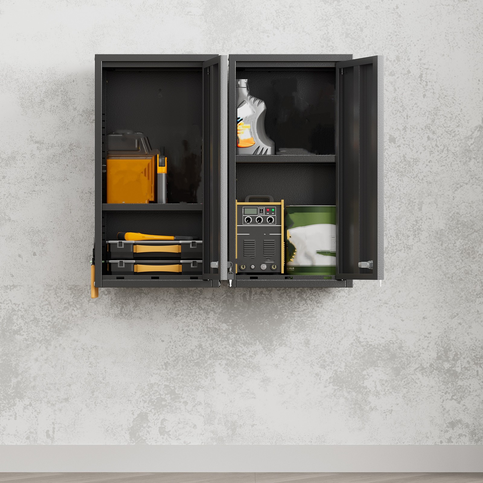 Metal Storage Cabinet,wall Cabinet Garage Cabinet W/ Pegboard Cabinet Tool Boxes