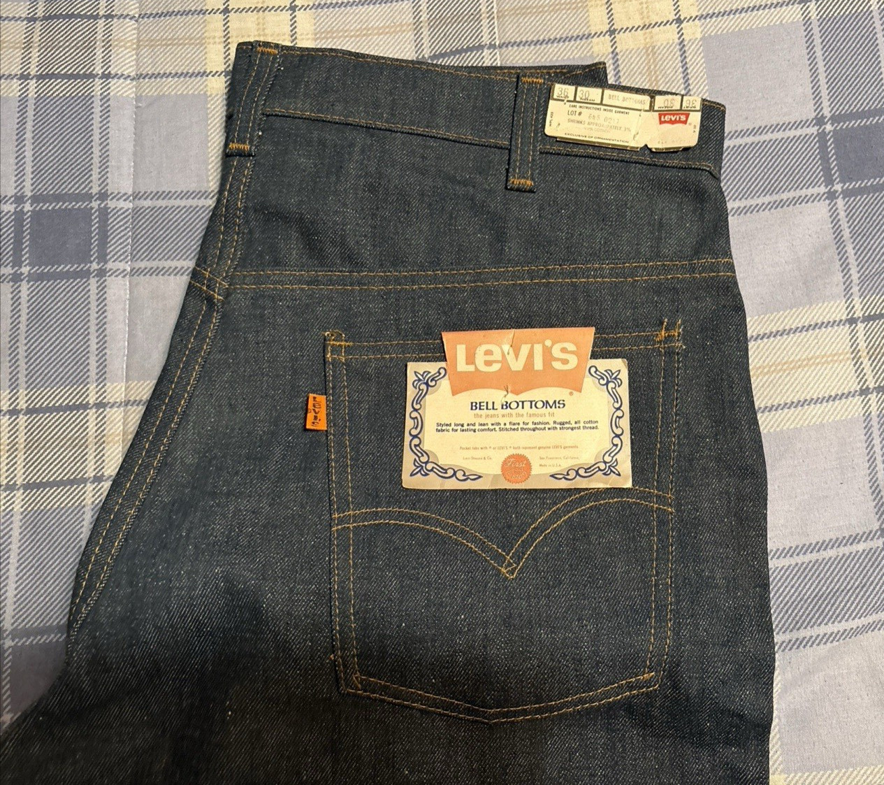 Vtg. Nwt Rare Levis Orange Tab 646 0217 Bell Bottom With Zipper 36X30 Flare Leg
