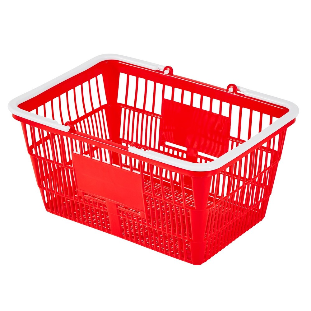 Shopping Baskets, 20 PCS, 21L Stackable PE Plastic Grocery Baskets with Handles,
