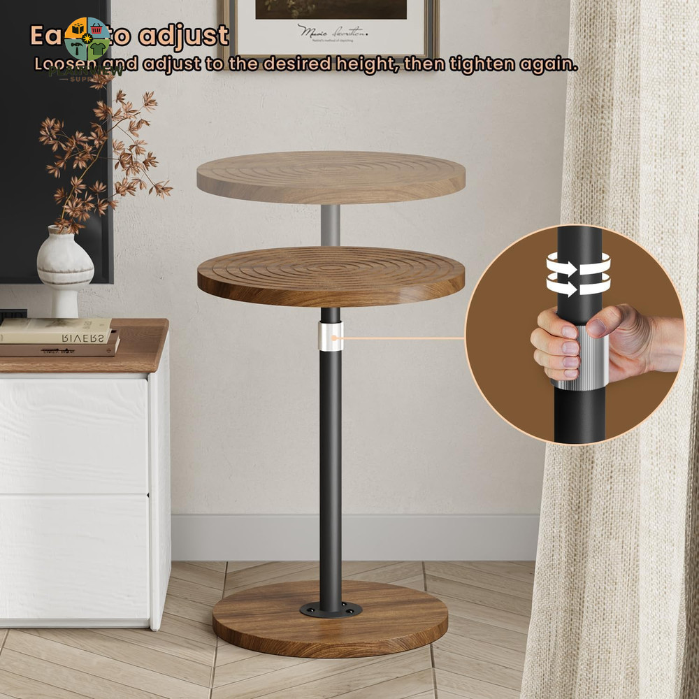 Round Small Side Table, Adjustable-Height Drink Table, Pedestal Martini Stand, W