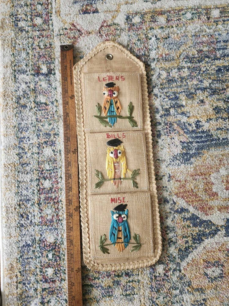 MCM woven owls mail holder. Mint condition