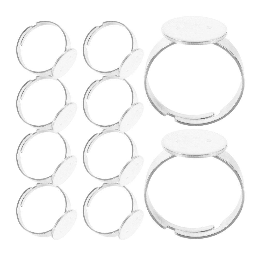 20Pcs 12mm Stainless Steel Ring Holder Adjustable Ring Tray (Silver)