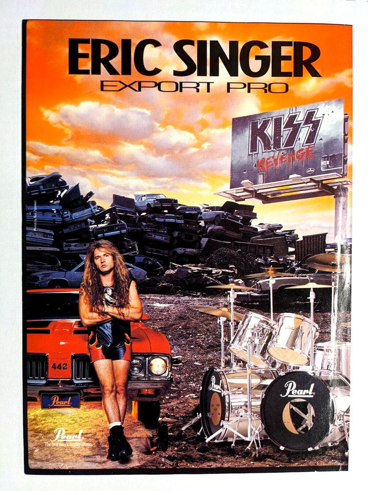 KISS / ERIC SINGER / REVENGE LP 1993 EXPORT PRO PEARL DRUMS MAGAZINE PRINT AD