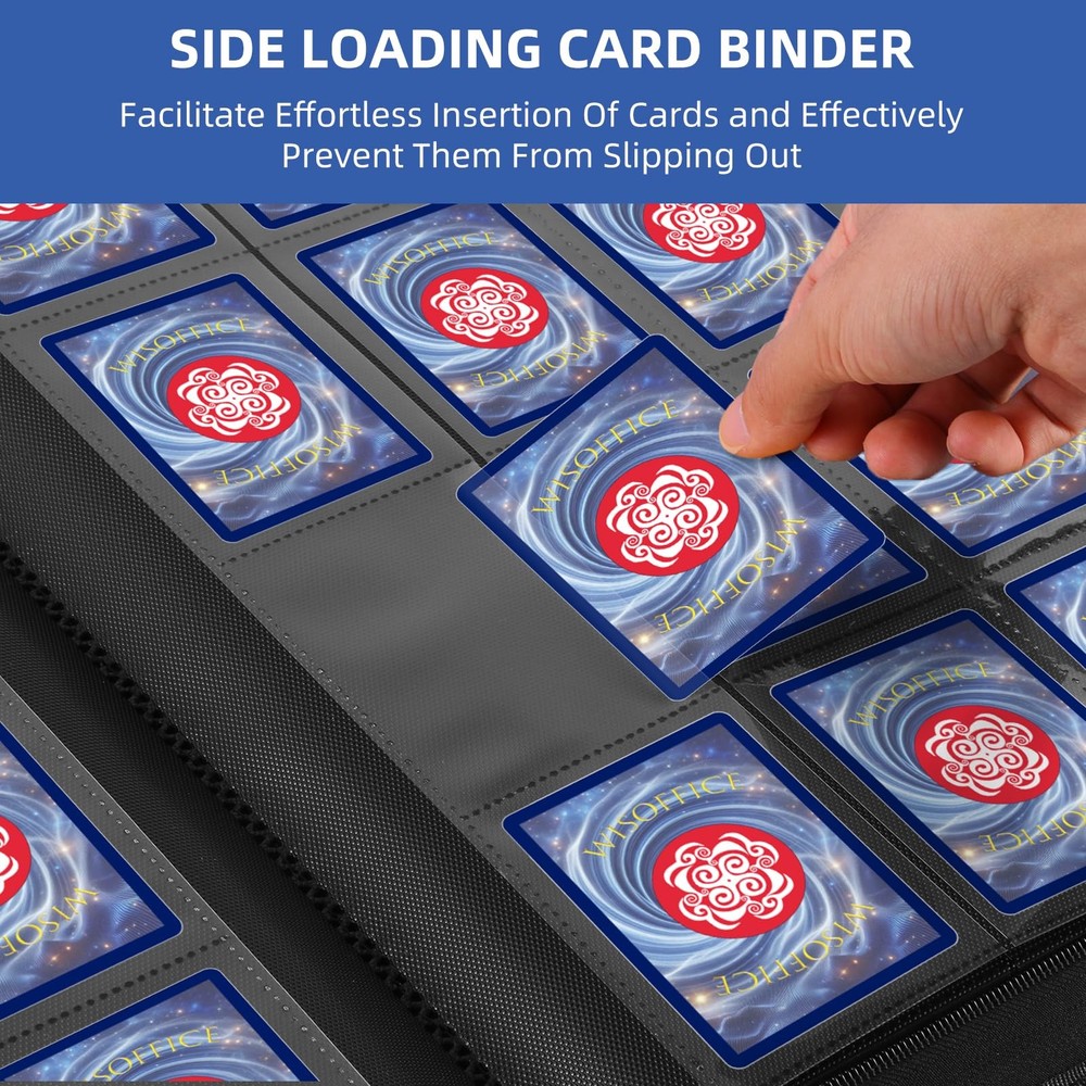 WisOffice Premium 1000 Card Binder, Ringless Side Loading 16 Pockets Card Bin...