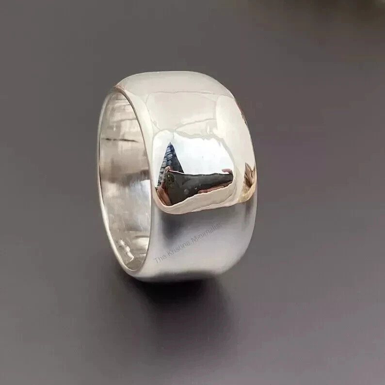 Solid 925 Sterling Silver Wide Cigar Thick Band Ring Handmade Gift Ring All Size