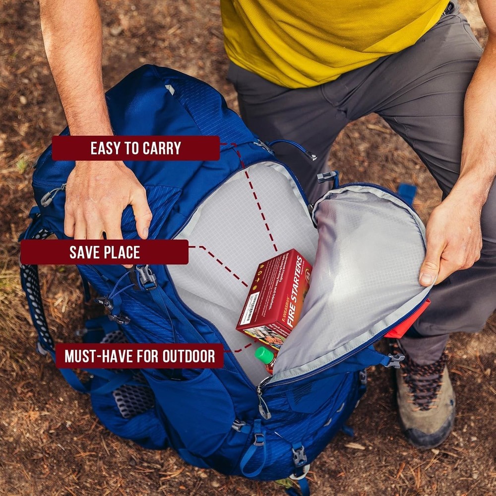 64 Safe Fire Starter Blocks - Easy, Odorless Fire Ignition for Fireplace & Grill