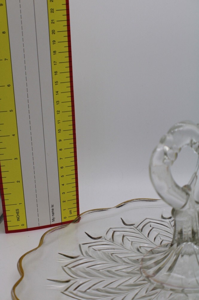 Clear Gold Trim Cookie Plate With Handle