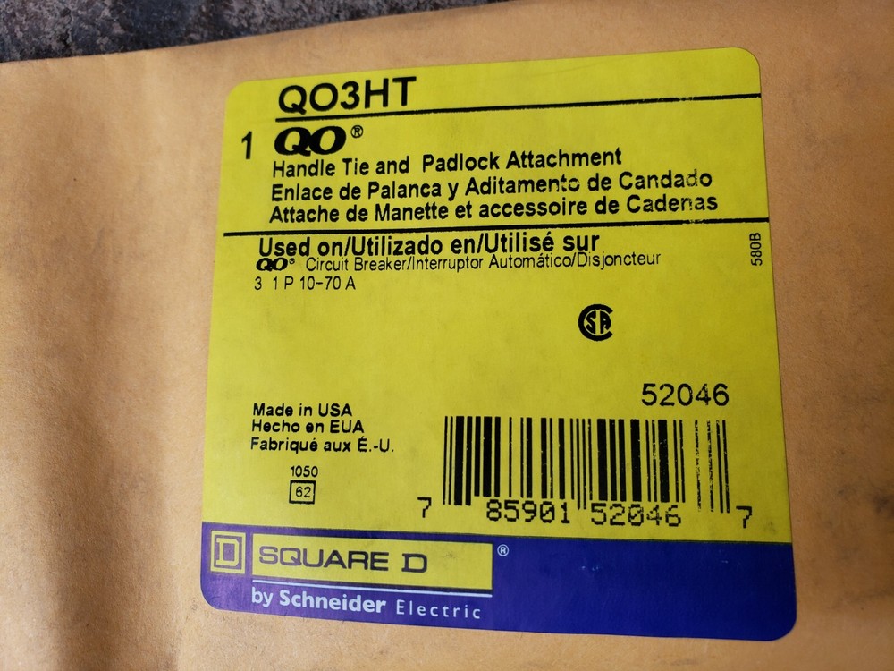 (QTY:3) SQUARE D QO3HT Handle Tie and PADLOCK ATTACHMENT