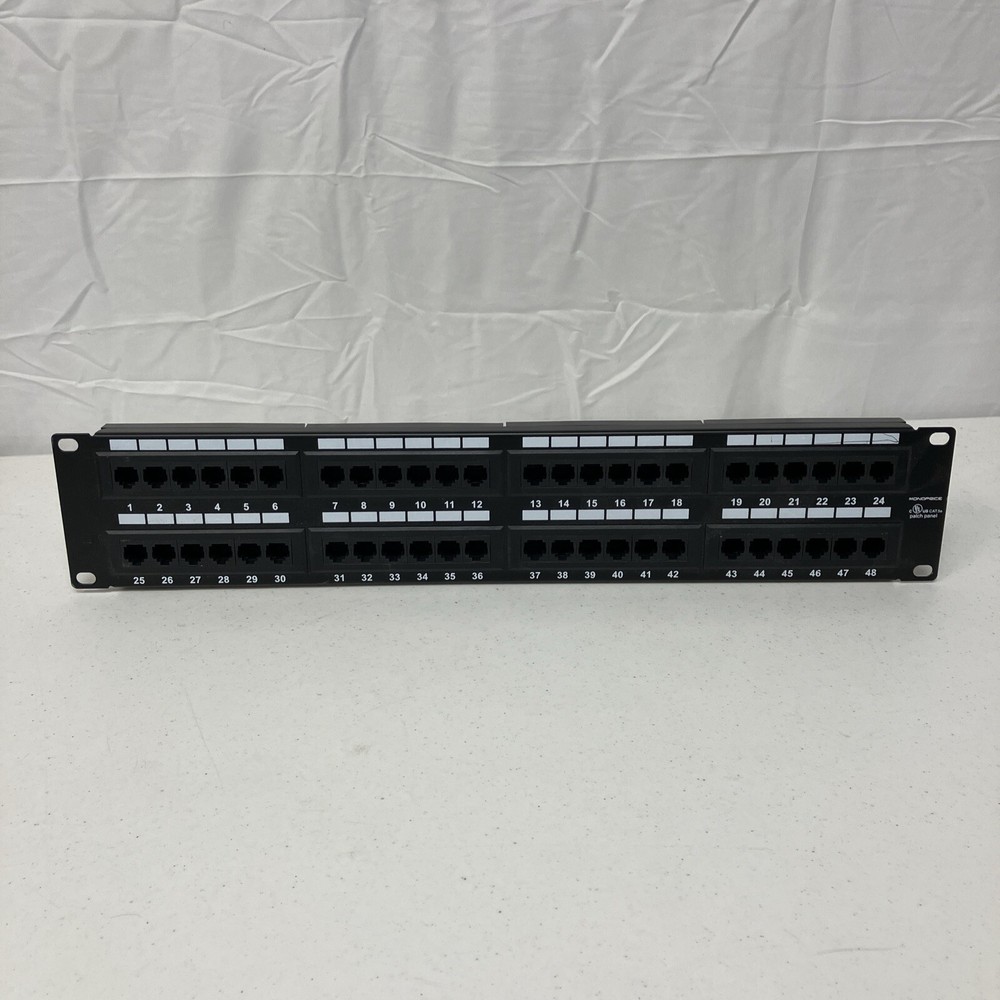Patch Panel, Cat 5E, 2U, 48 Port