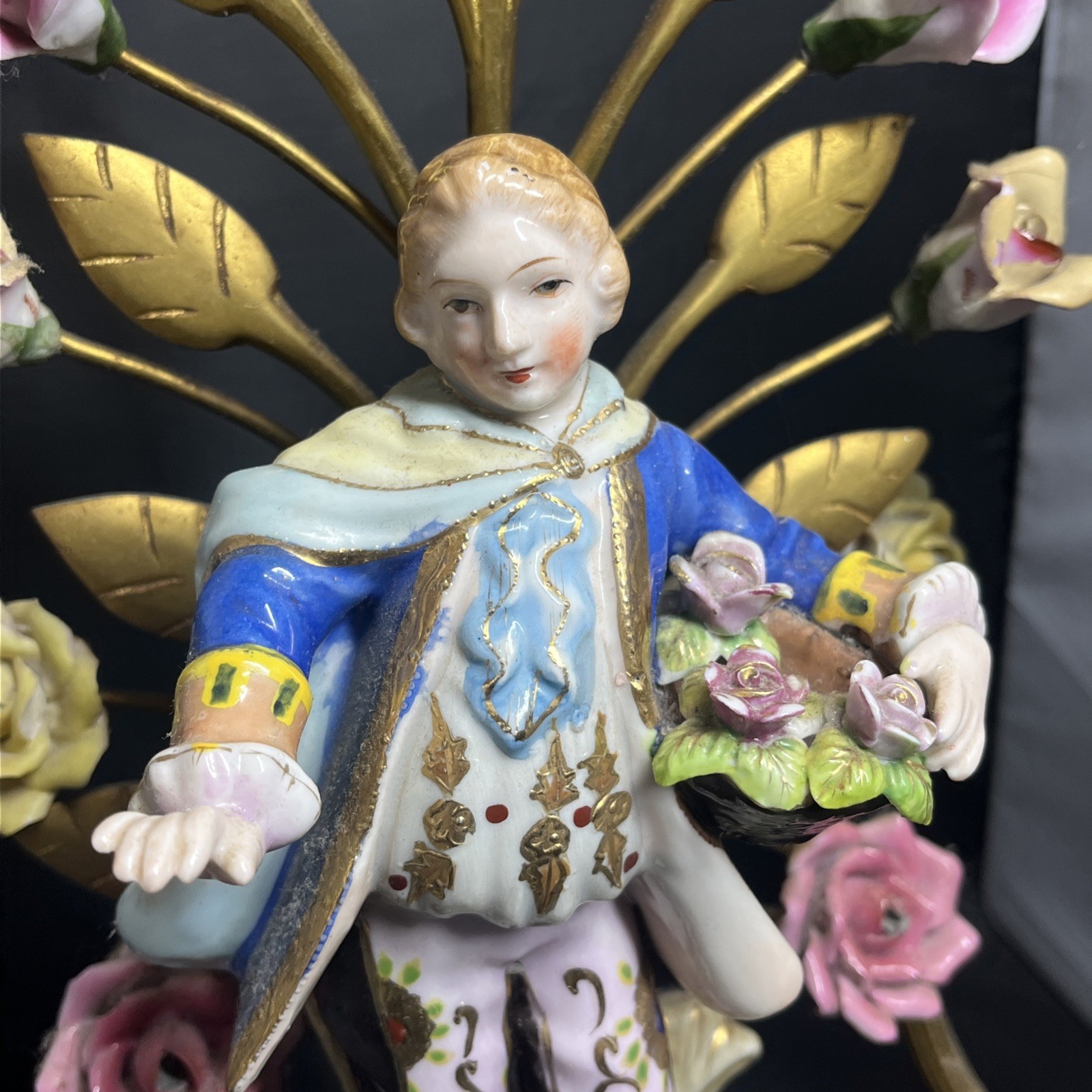 Antique Boudoir Porcelain Figurine/flower Lamp