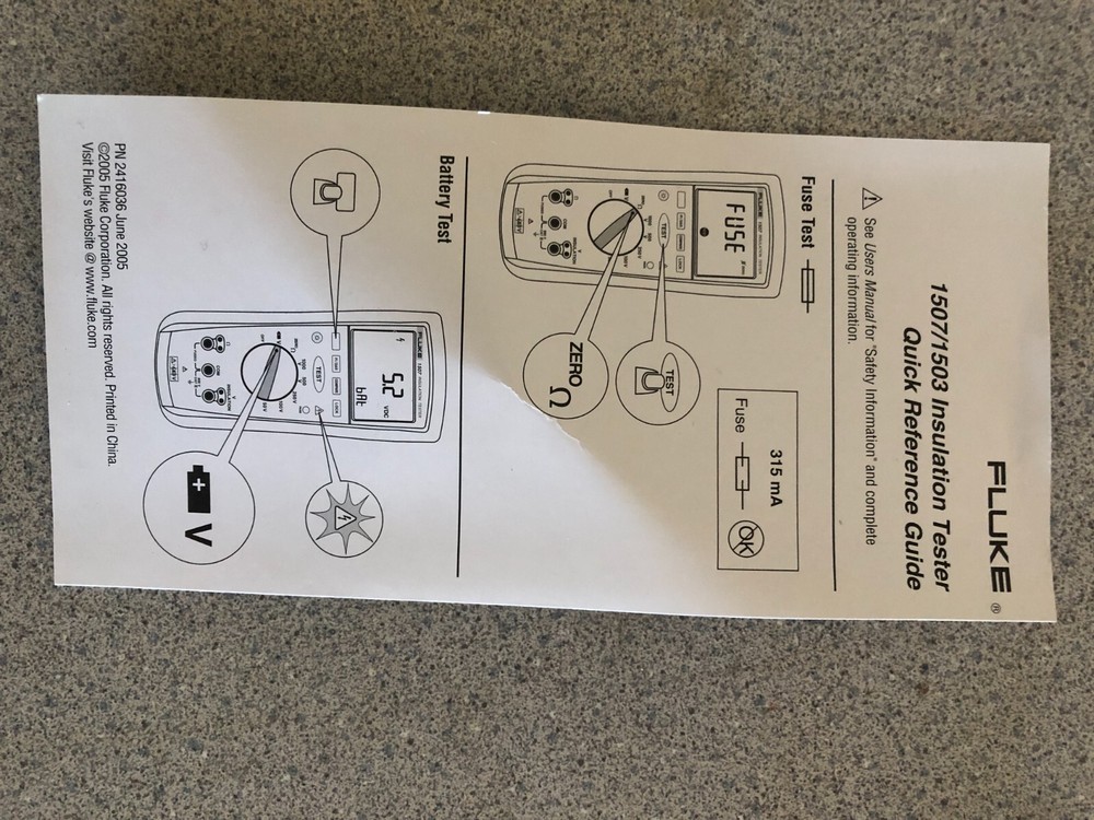 FLUKE 1507 INSULATION TESTER