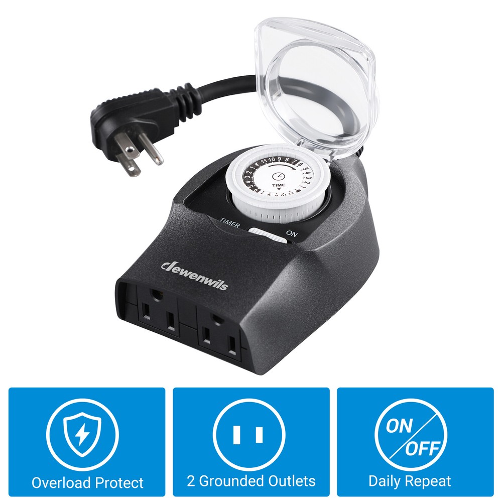 DEWENWILS Outdoor Light Timer Outlet Switch Plug Electrical Outlets Waterproof
