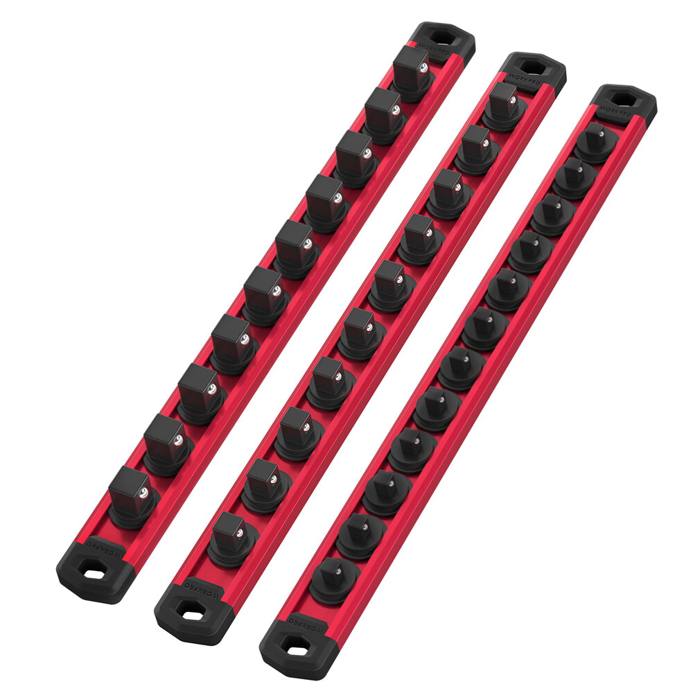 WORKPRO Magnetic Socket Organizer Set 6-PACKS 1/4" 3/8" 1/2" Drive Socket Holder