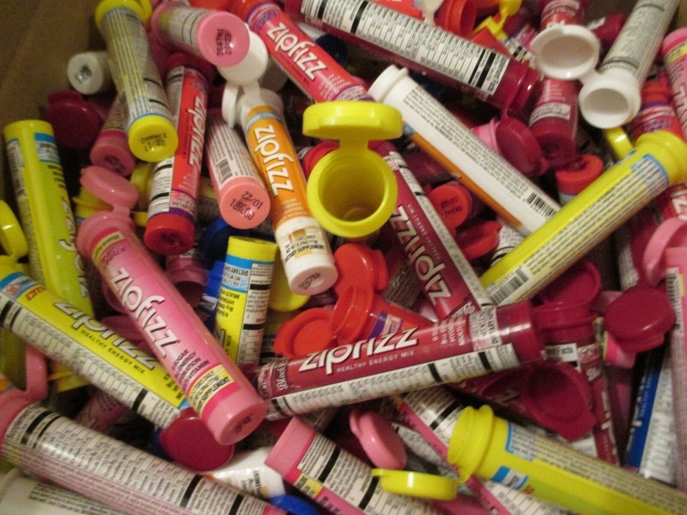 Zipfizz Empty Cylinder Tube Containers Assorted Colors (Quantity 30)