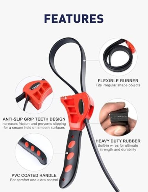 Anabiya’s Creation - 2-Pack Adjustable Rubber Strap Wrench – 6" & 8" Multi-Use