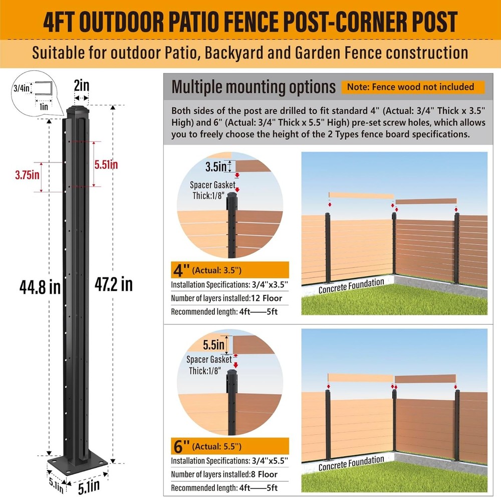 Metal Fence Post Corner Support Bracket Outdoor Use