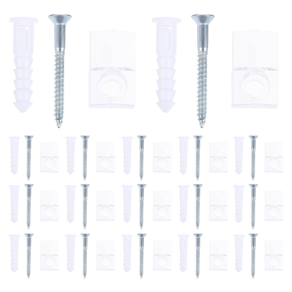 30 Sets Glass Plastic Retaining Clip Mirror Clamp Cabinet Panel Clips