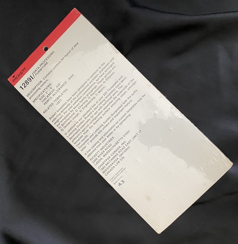 Pickett 1289i Data Processing Template for Forms & Flowcharts New Sealed