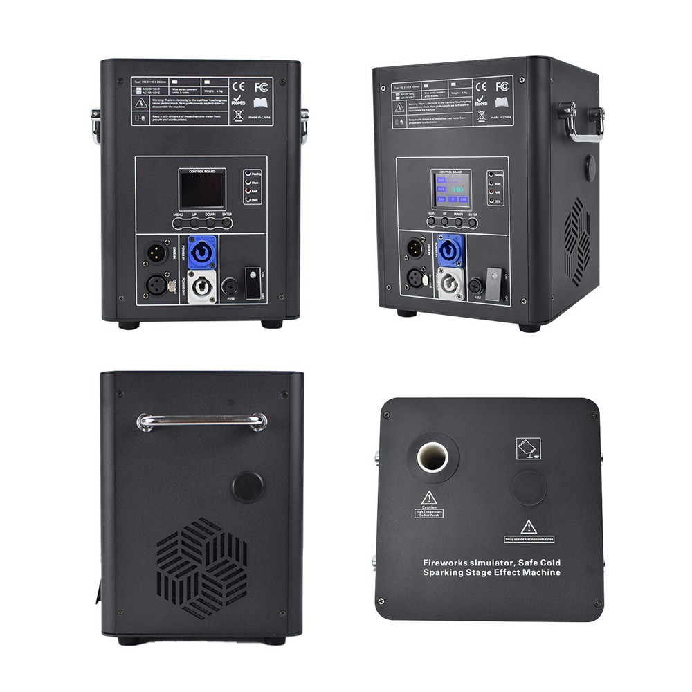 2PCS 750W Large Cold Spark Machine LCD Screen Stage Effect DMX Wedding with CASE