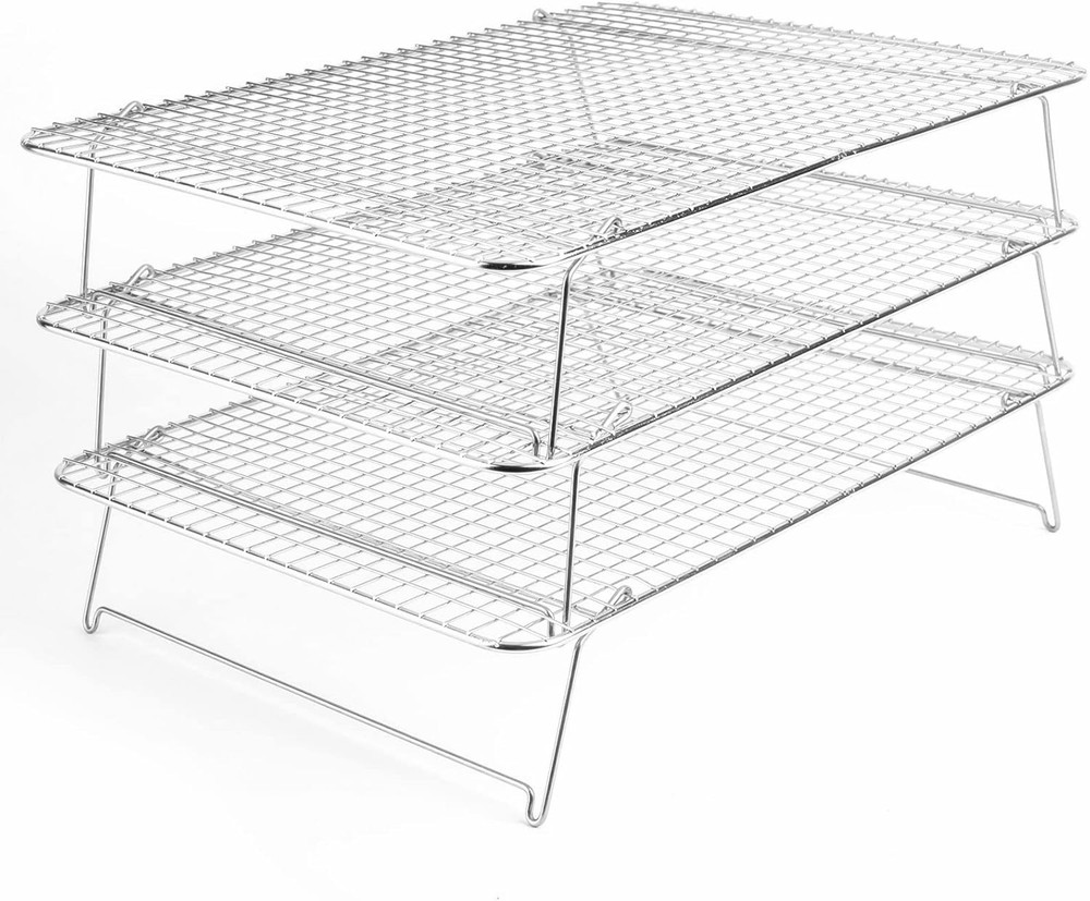 304 Grade Stainless Steel Baking Rack 3-Tier Stackable Cooling Rack Set