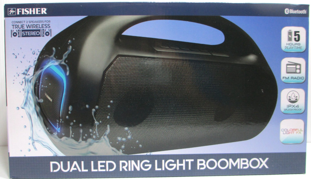Fisher Dual LED Ring Light Boombox Bluetooth True Wireless