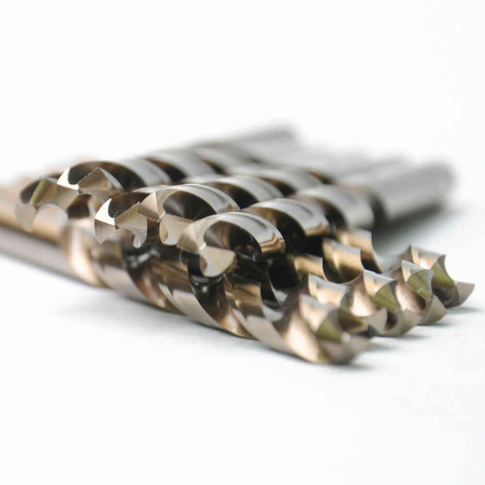 Drillforce 10PC 1/8" Cobalt Drill Bits Set HSS M35 Jobber Length Metal Drill Bit