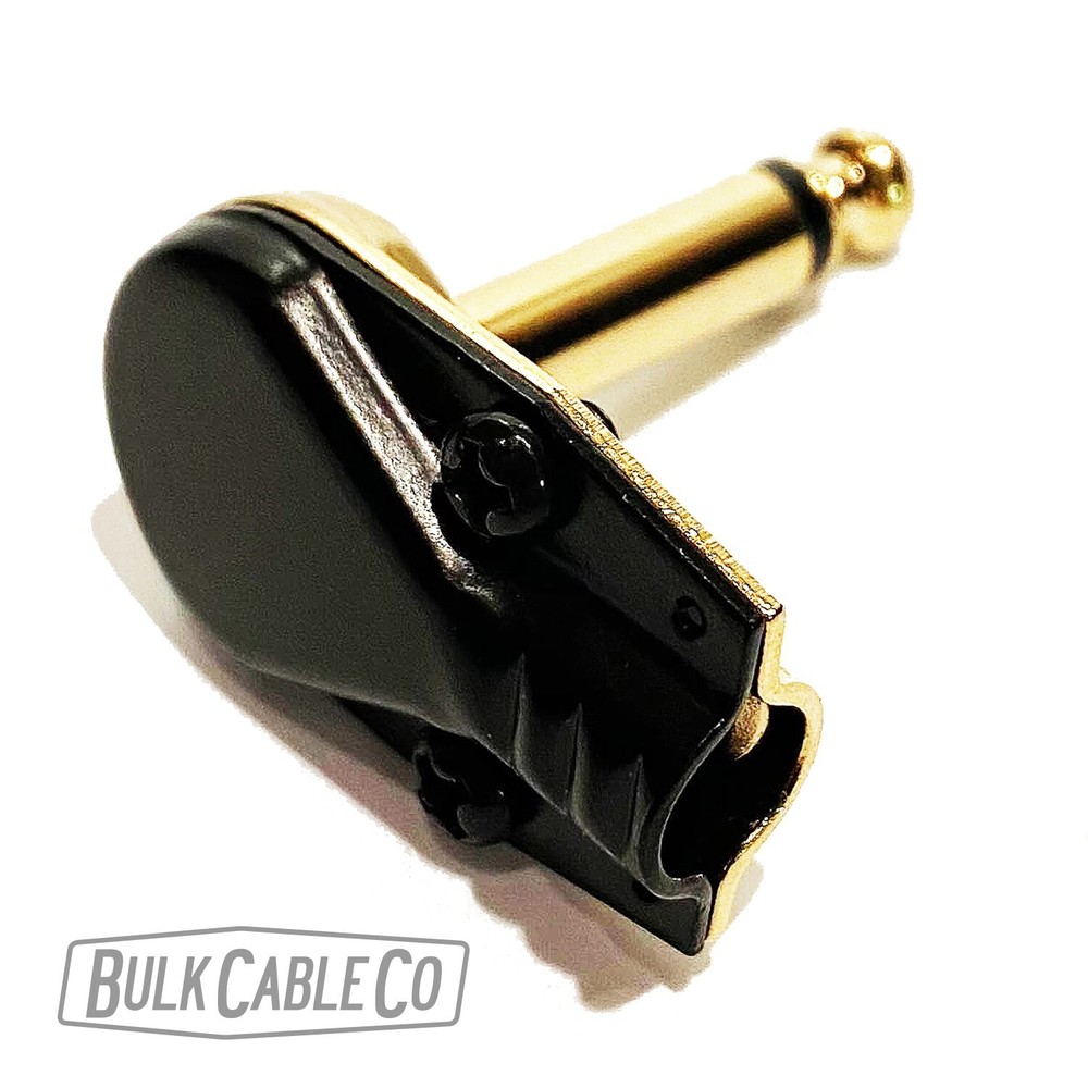 1 Pack - 1/4" Right Angle Pancake Gold/Black Connector Set - DIY Patch Cables