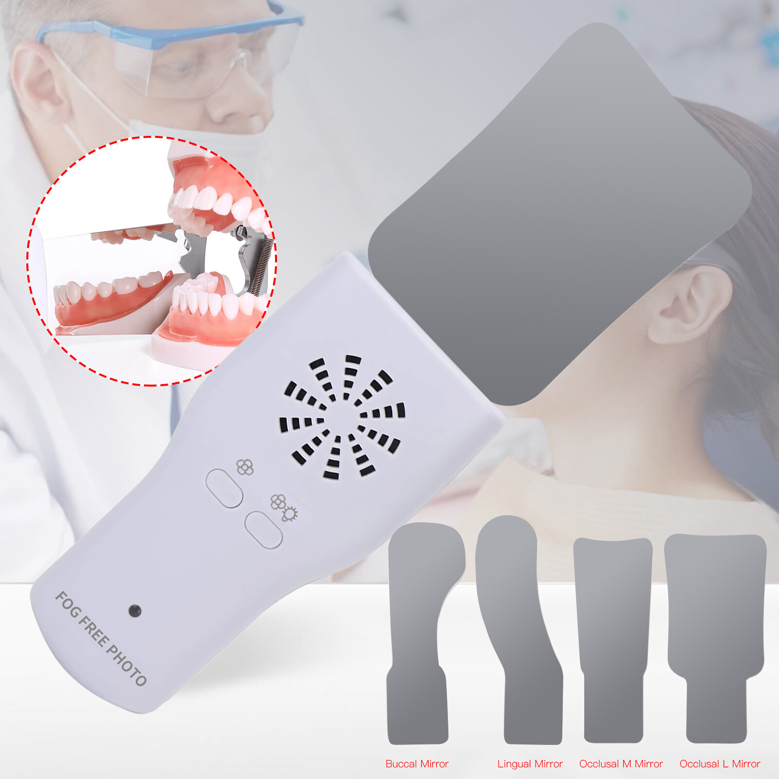 Dental Occlusal Mirror Fog Free LED Intra Oral Photo System 4 Mirror Anti-Fog JZ