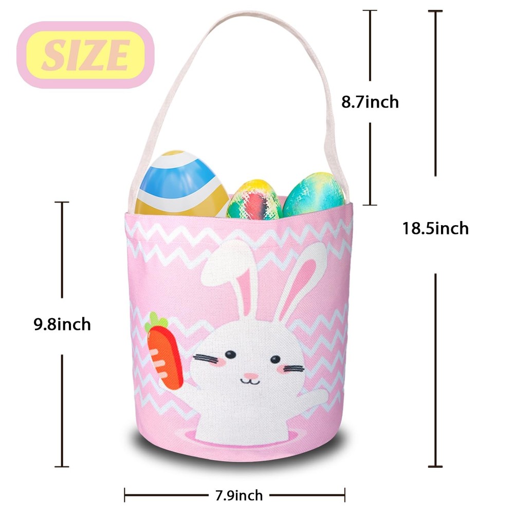 2 Pcs Easter Egg Baskets for Kids, Easter Eggs Hunt Basket for Kids Empty, Pi...