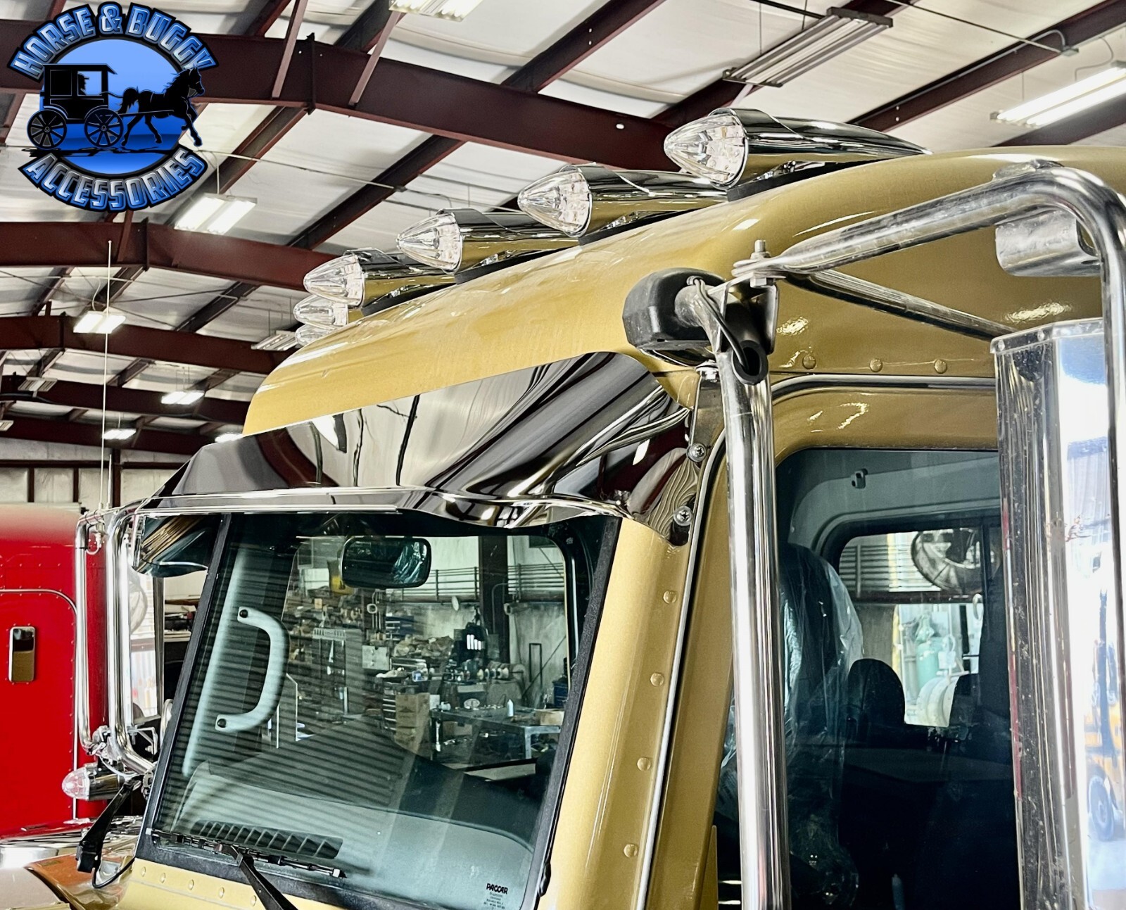 Rollin low "timeless" 9"x5" Peterbilt visor reverse bowtie 304 stainless nu-1053