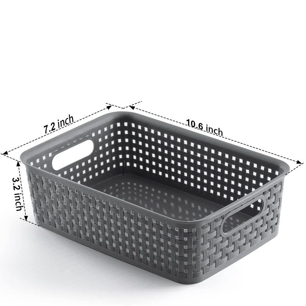 Plastic Storage Baskets - 8 Pack, Gray, Durable, Easy to Use, Flexible, Multi...