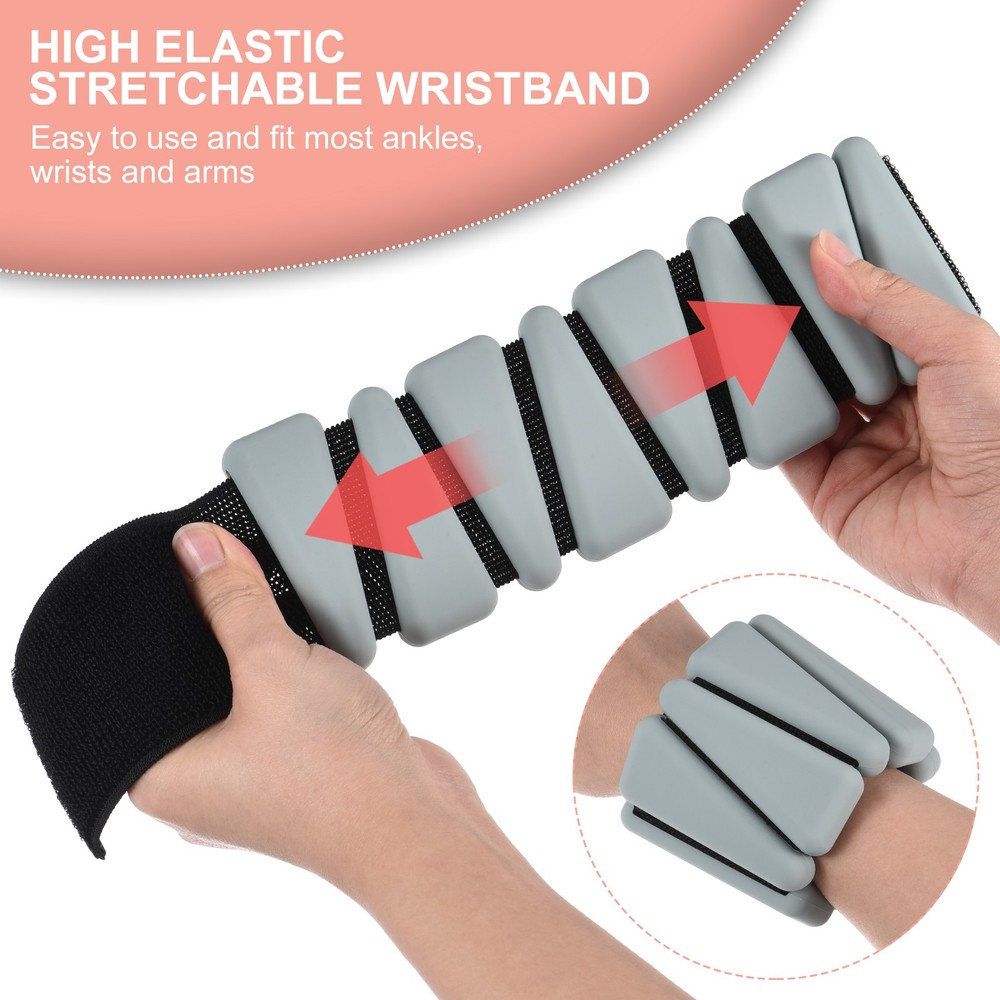 2pack 2lbs Total (1lb Each) Adjustable Wrist Ankle Weights Gray