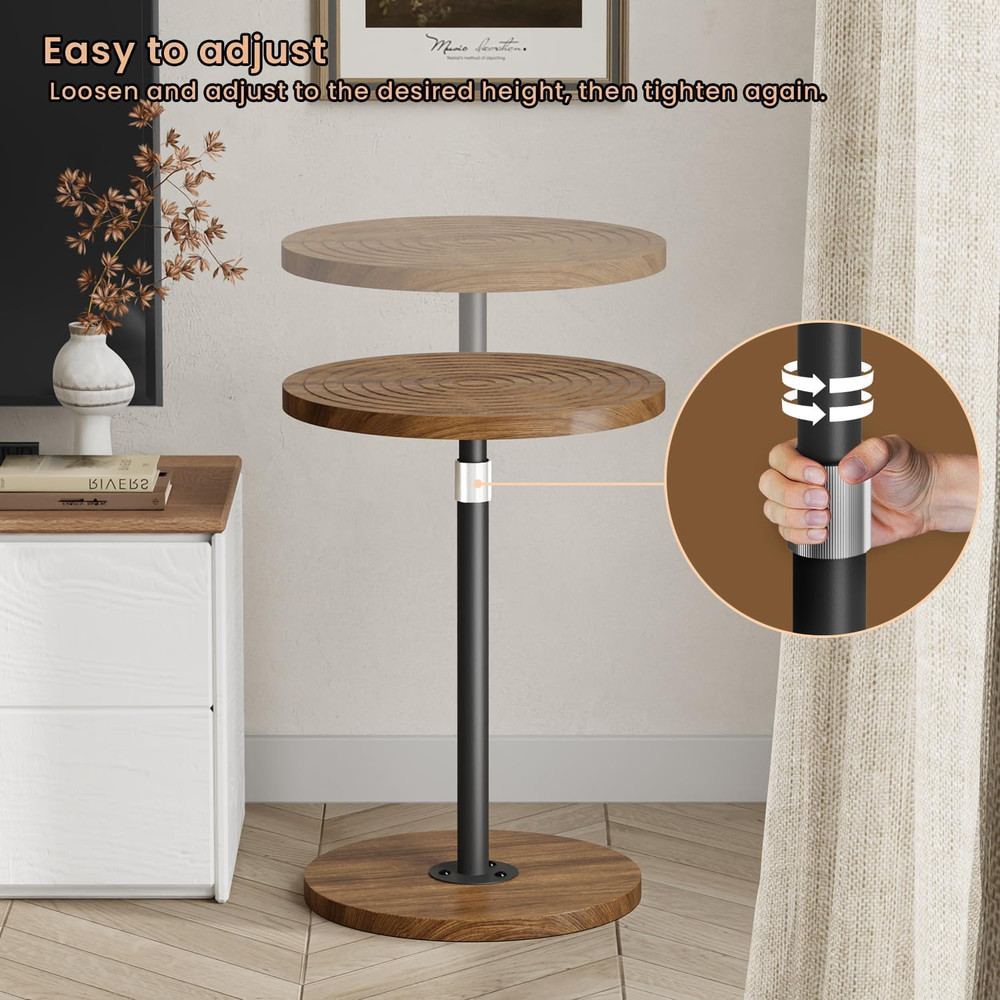 Round Small Side Table, Adjustable-Height Drink Table, Pedestal Martini Stand, W