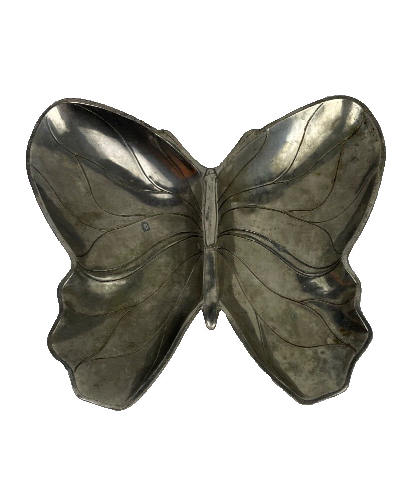 Large Vintage Butterfly Shaped Silver-Plated Dish, Decorative Wing Design, Delli