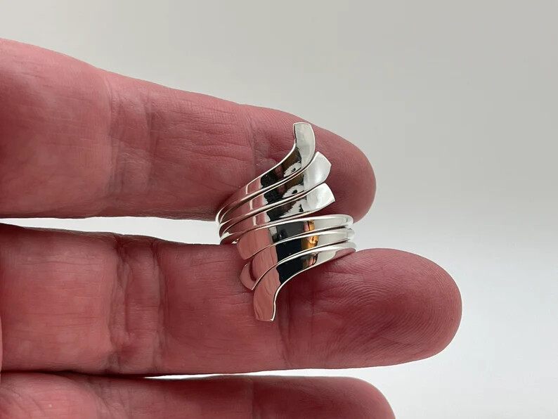Wrap Around Ring Solid925 Sterling Silver Band &Statement Handmade Ring All size