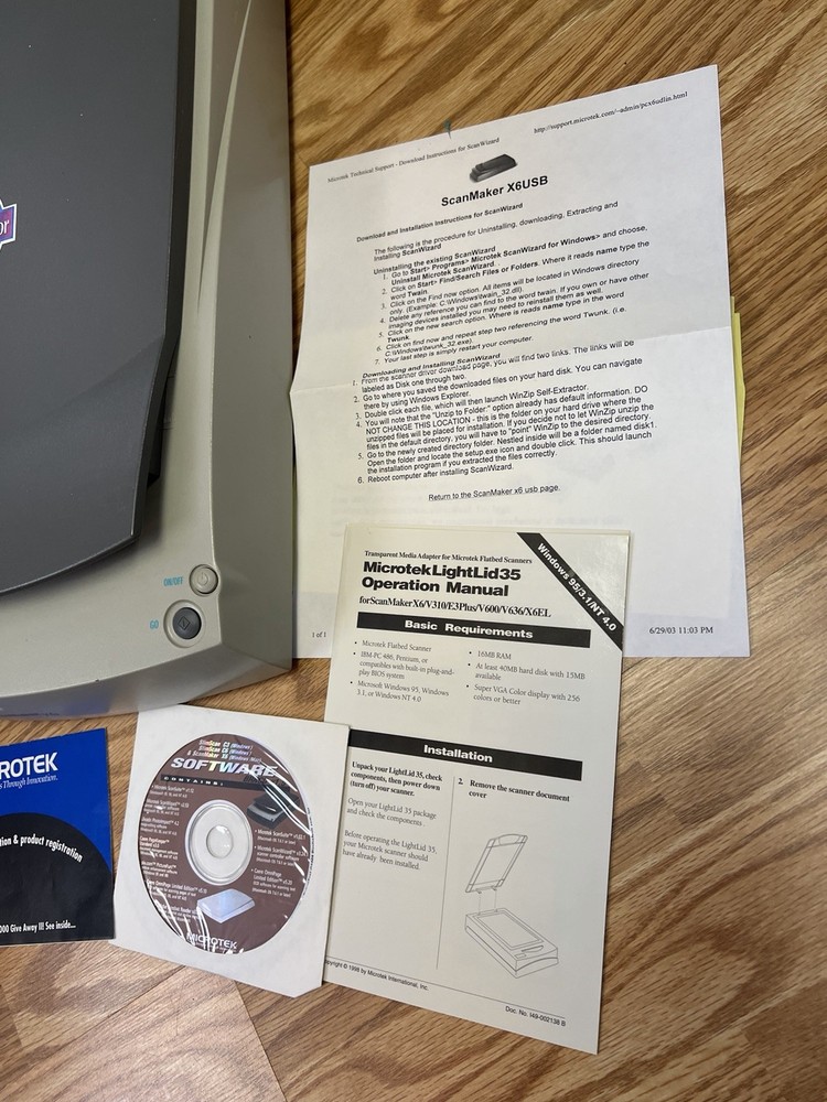 Microtek ScanMaker X6 Flatbed Scanner 36 Bit Color Depth with Manuals & Software
