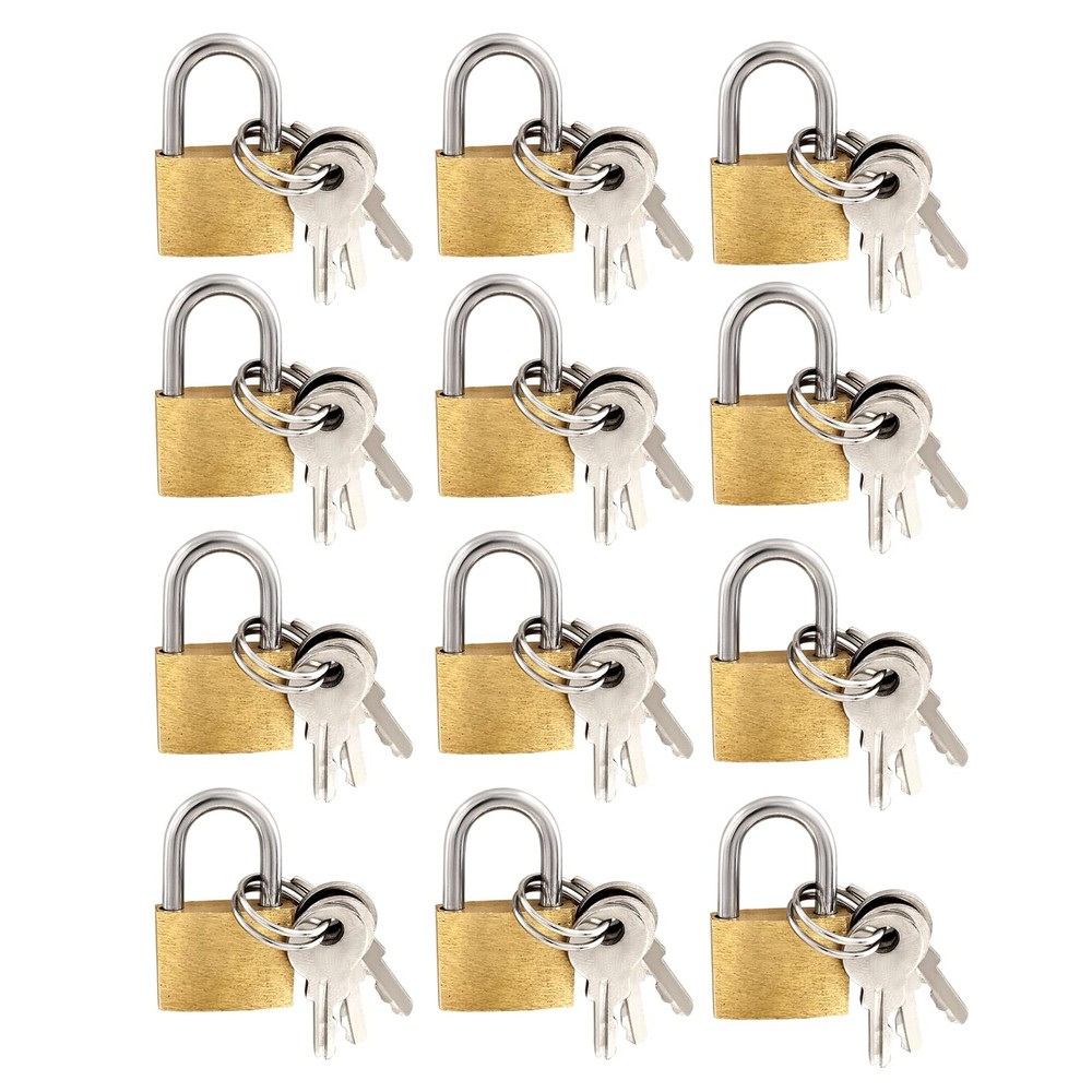 12 Pieces Mini Locks with Keys, Small Solid Brass Padlock Suitcase Locks for ...