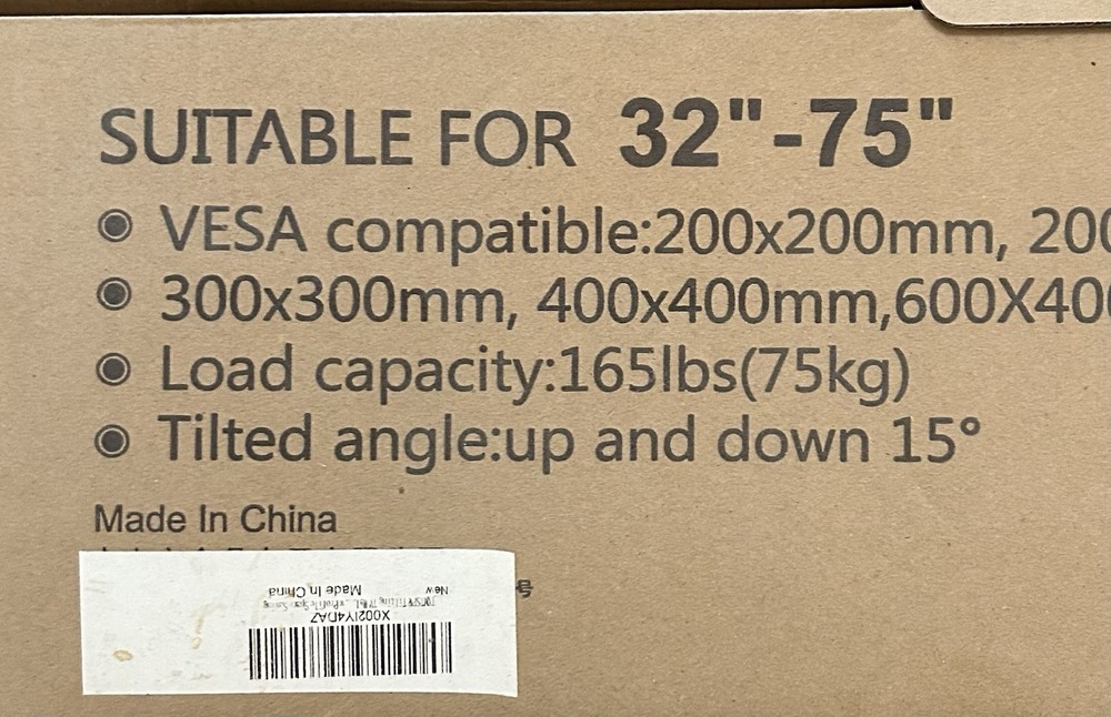 VESA Compatible Suitable For 32” - 75” (never Used) TV Wall Mount
