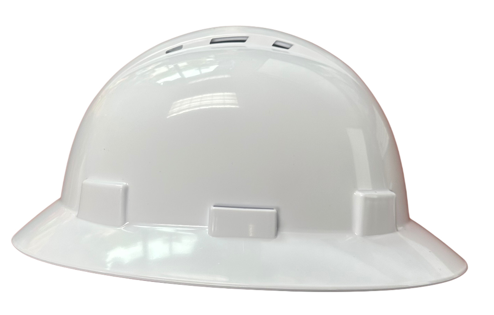 6 Points White Full Brim Hard Hat with with Fas-trac Suspension