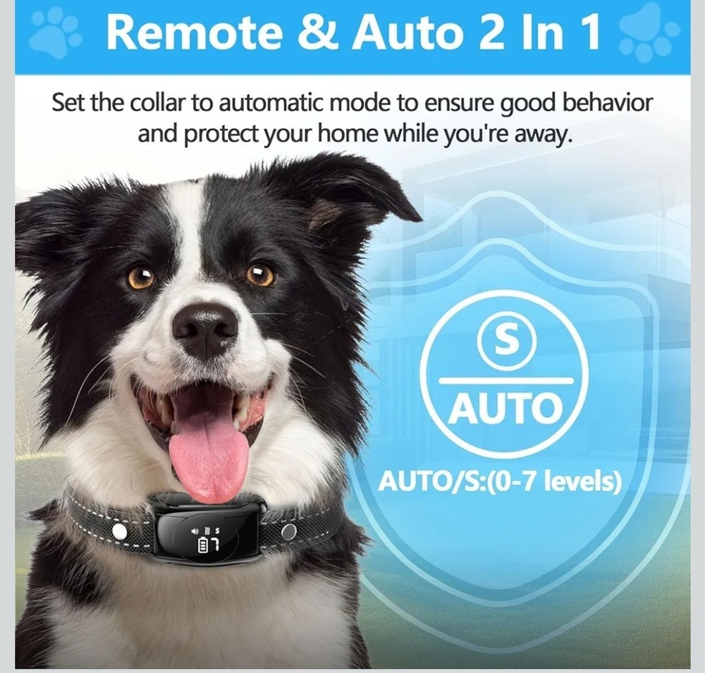 Bark Collar, No Shock Bark Collar with Beep Vibration & 7 Sensitivity LevelsBark