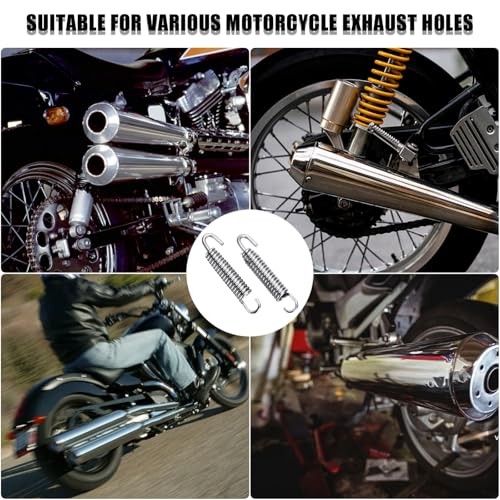 Motorcycle Exhaust Pipe Springs, 6Pcs Stainless Steel 65mm Motorcycle Silver