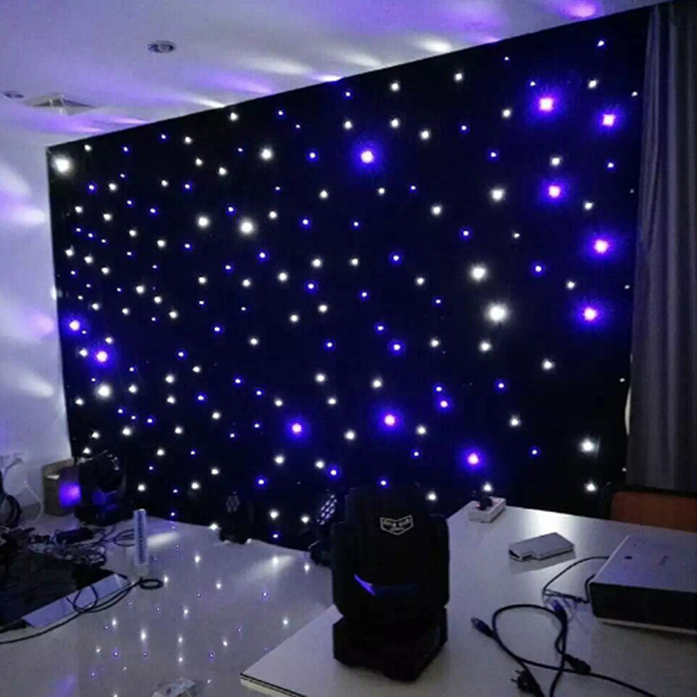 8CH LED Star Stage Backdrop Curtain Background Starry Sky w/ Controller Velvet
