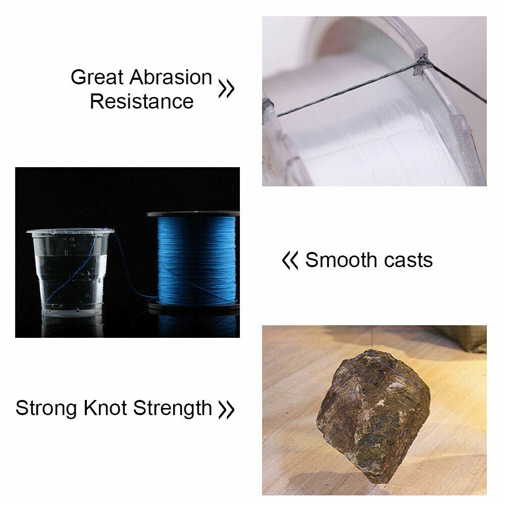 MEGA 9 Strands 100M-2000M Gray PE Dynema Round Braided Fishing Line 15LB-310LB